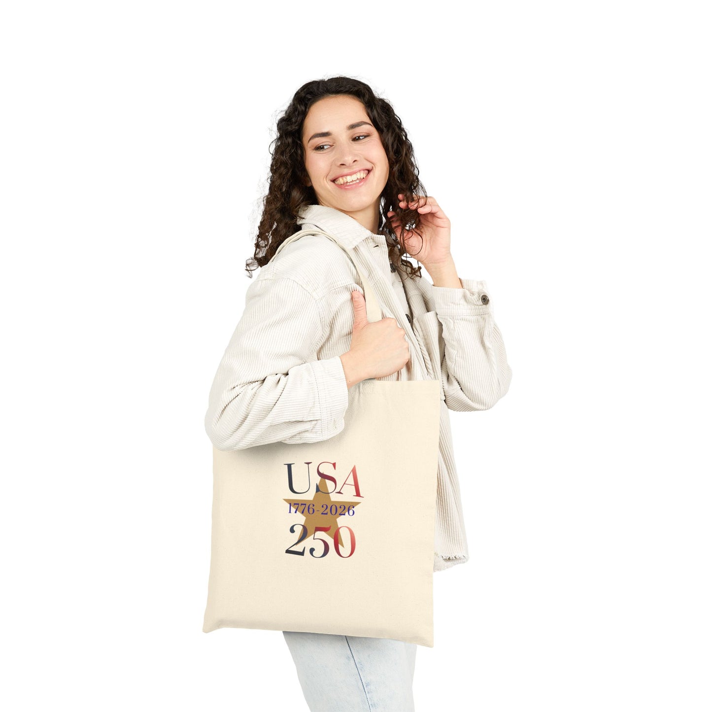 USA 250 Tote Bag — 1776–2026 Anniversary Cotton Canvas Tote