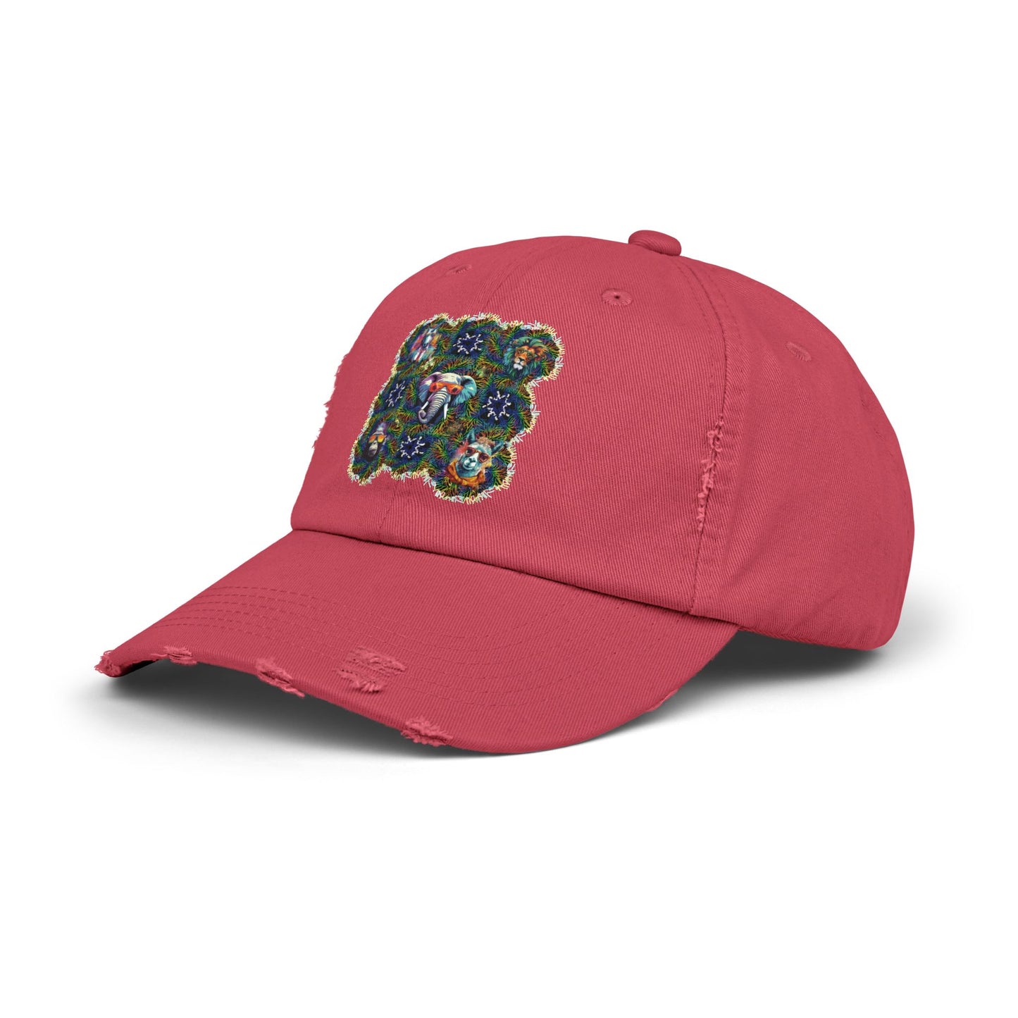 Wild & Cool Creatures Unisex Distressed Cap, Graphic Art, Animals, Gift, Hats, Cotton Twill, Adjustable, Gifts for Women Men Friends Teens