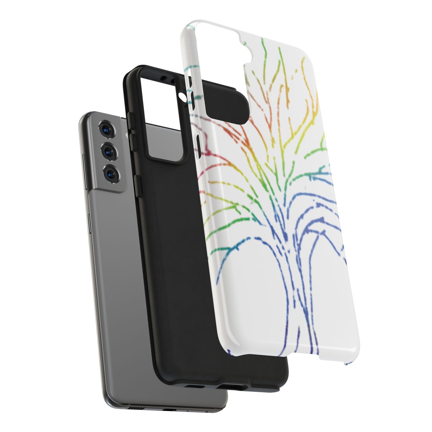Rainbow Tree Tough Phone Cases - Colorful Nature Love Pride Gender Neutral Gifts for Friends, iPhone Samsung Wireless Charging Cover, LGBTQ+
