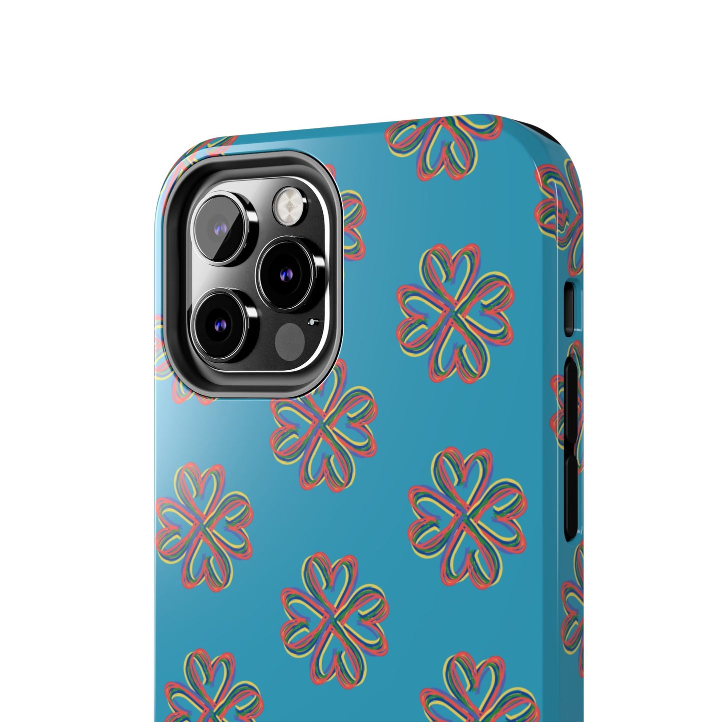 Floral Tough Phone Case, Colorful Turquoise Case, Hard Cover, iPhone Samsung Galaxy Google Pixel, Botanical Print Phone, Wireless Charging