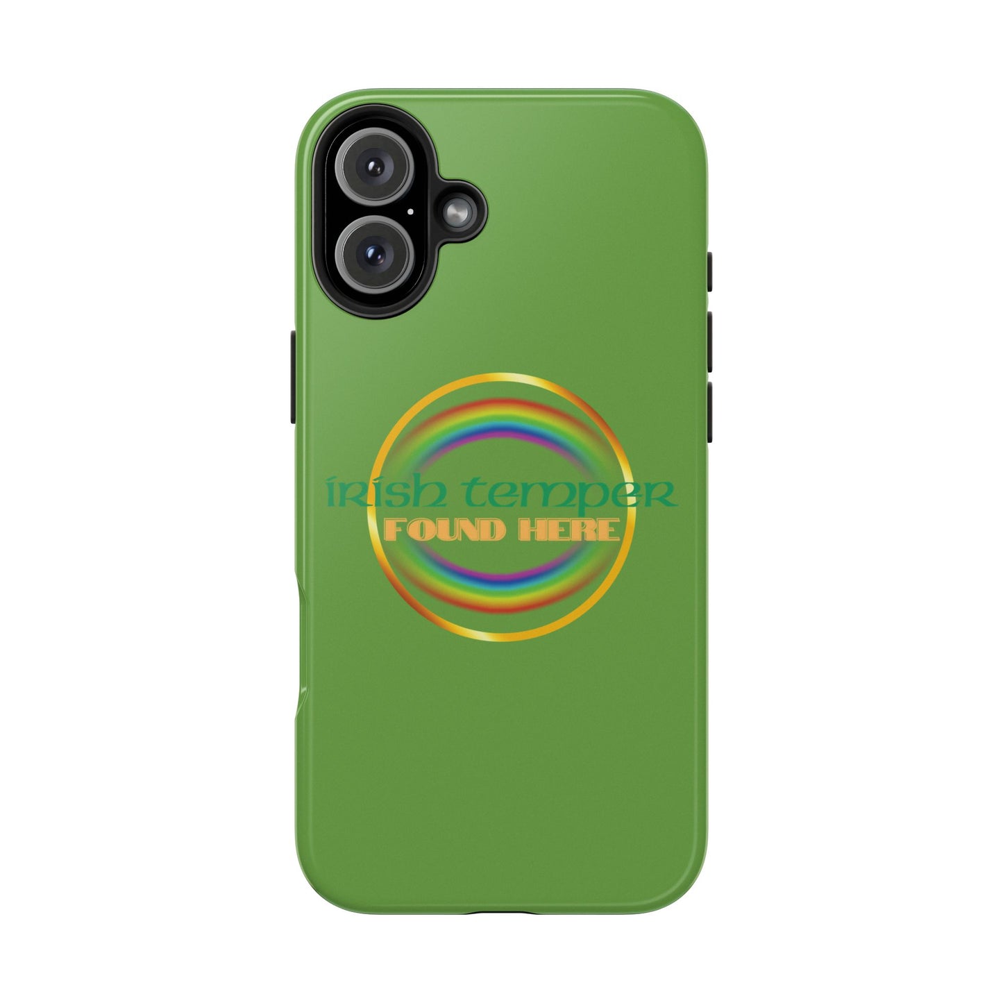 Green Irish Temper Found Here Tough Phone Cases, iPhone & Samsung cases, wireless charging, gifts, St Patricks Day, Birthday, Christmas