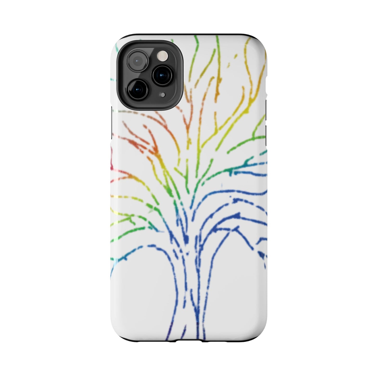 Rainbow Tree Tough Phone Cases - Colorful Nature Love Pride Gender Neutral Gifts for Friends, iPhone Samsung Wireless Charging Cover, LGBTQ+