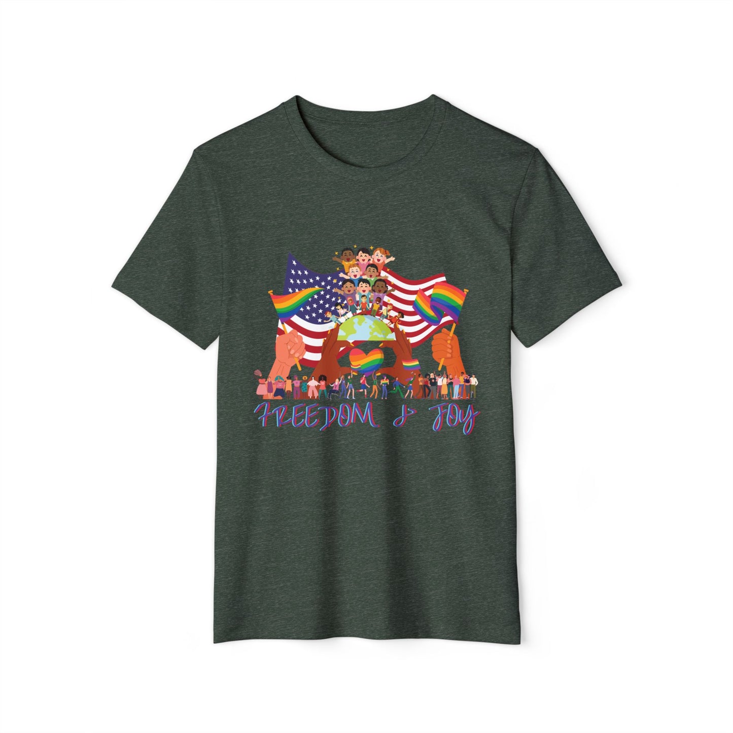 Freedom Flag Recycled T-Shirt, Pride Inclusion Equality Unisex Tee, Sustainable Organic Clothing