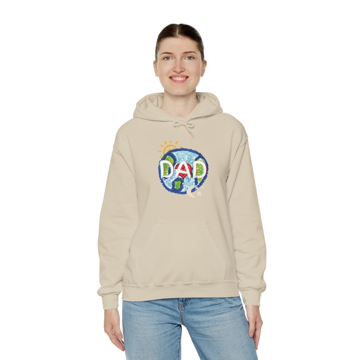 DAD Hooded Sweatshirt - Whole World Sun Moon & Stars Heart Love Fathers Day Gift for Men