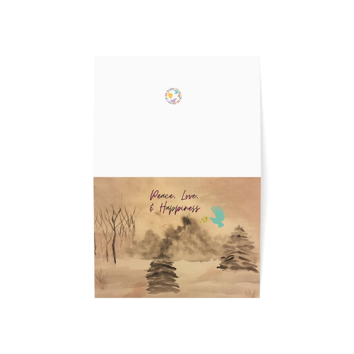 Holiday Greeting Cards Original Artwork Winter Scene (10, 30, & 50pcs), Peace Love Happiness, Wishing Joyful Healthy New Year, 4 size/3 fin