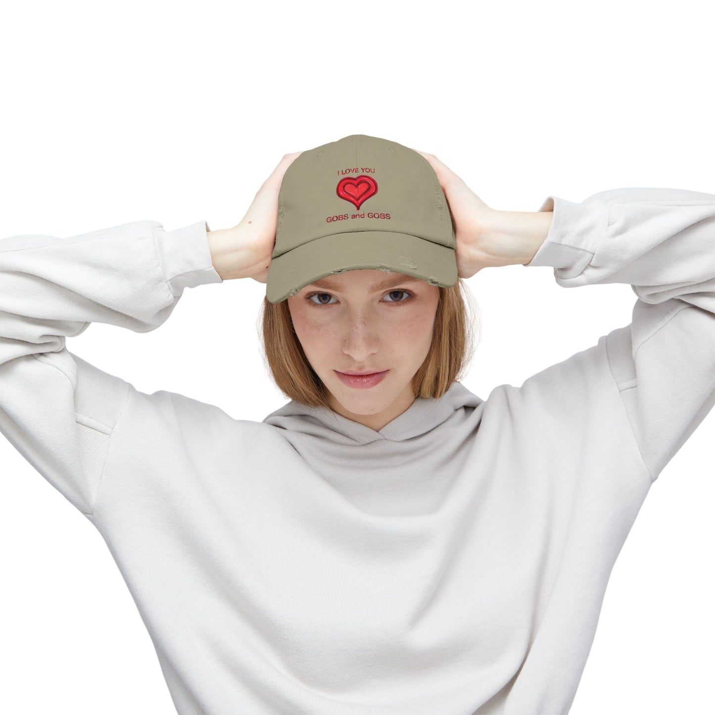 I Love You Gobs and Gobs Distressed Cap Hearts Gift Valentines Women Men Teens