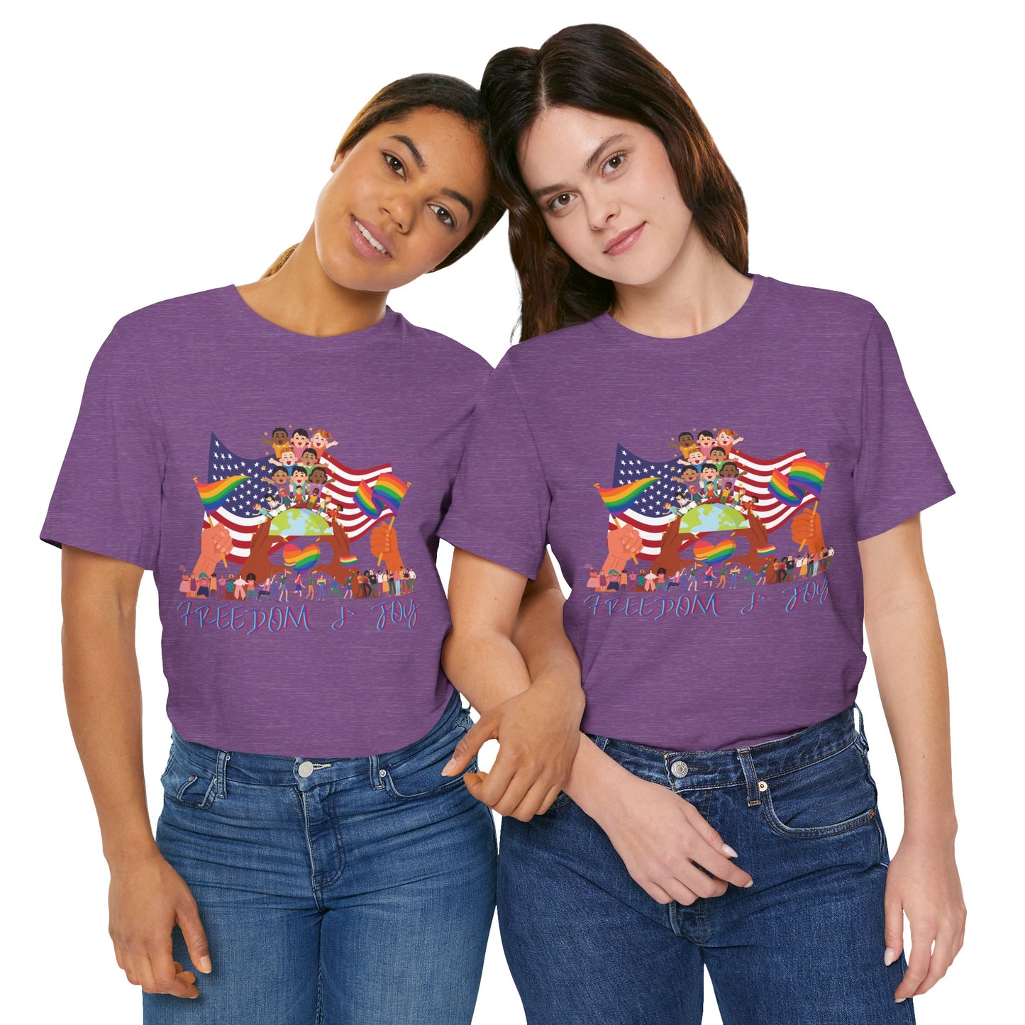 Freedom & Joy Unisex Tee, America, Inclusion, Equality, Love, Pride, Flag, Election, Gift, Comfy, Soft, Casual, Gender Neutral, Short Sleeve