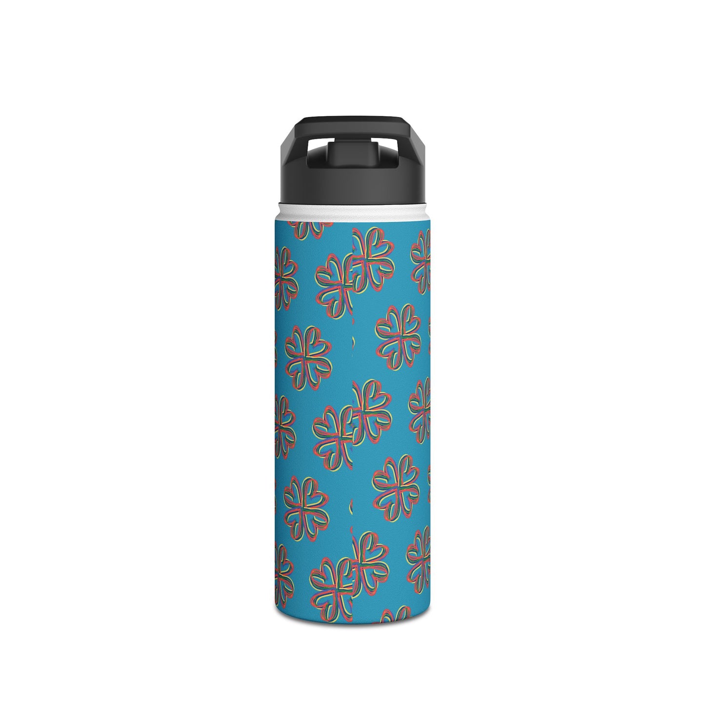 Turquoise Colorful Floral Stainless Steel Water Bottle, Gender Neutral, Gift, Exercise, Run, Workout, Eco BPA-free, Gift Birthday Christmas