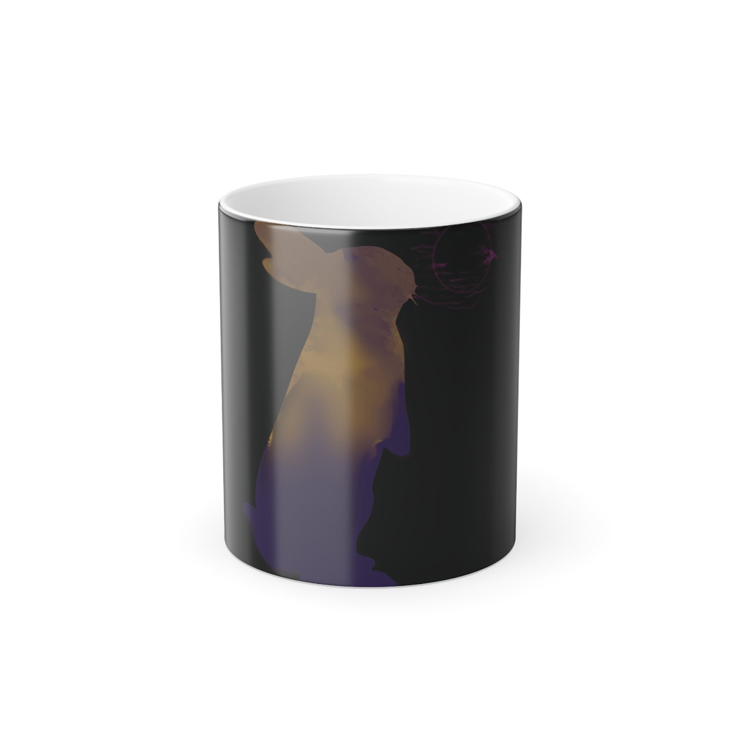 Rabbit Moon Black Color Morphing Mug