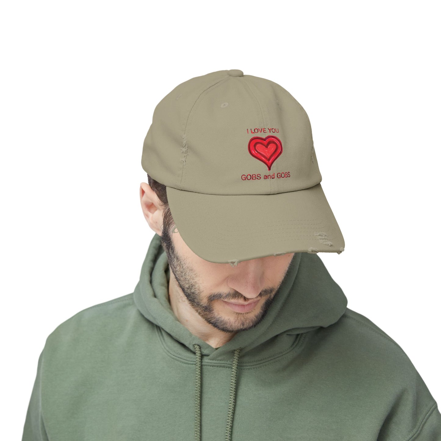 I Love You Gobs and Gobs Distressed Cap Hearts Gift Valentines Women Men Teens
