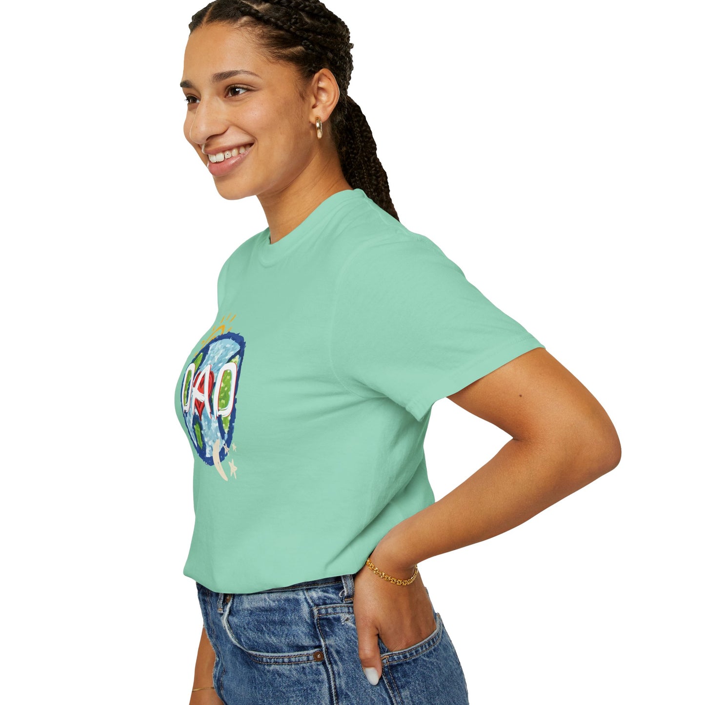 DAD Unisex Garment-Dyed T-shirt - Whole World, Sun, Moon & Stars, Heart - Fathers Day Gift
