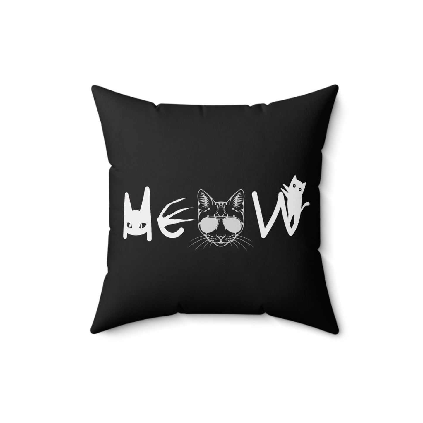 Meow Black Spun Polyester Square Pillow, Cats, Sassy, Fun, Equality, Election, Vote, Halloween, Decor, Dorm, Sofa, Throw, Gift, 4 Sizes