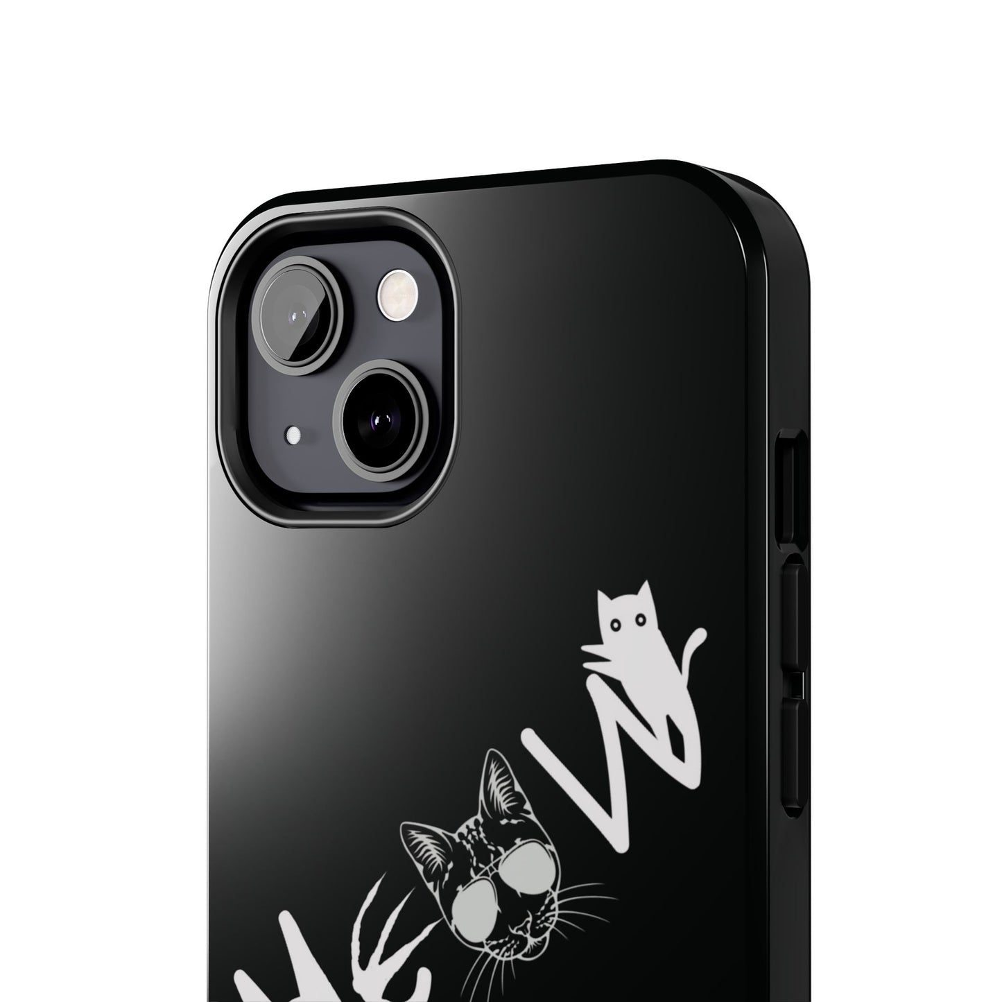 Meow Tough Phone Cases, iPhone & Samsung cases, wireless charging, cats, sassy, kitty, gender neutral, gifts, Halloween, birthday, Christmas