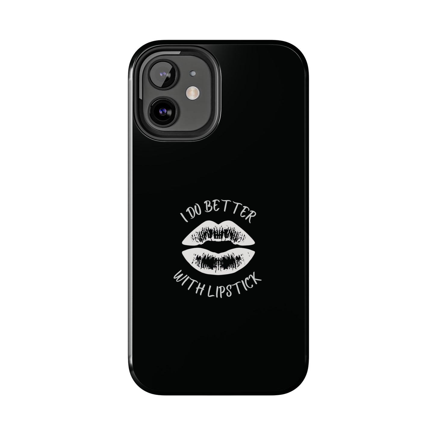 Glamorous Lipstick Tough Phone Cases - Empowered Gifts, Sassy Wireless Charging Cover, Fun Lips Samsung & iPhone Cases, Black Design
