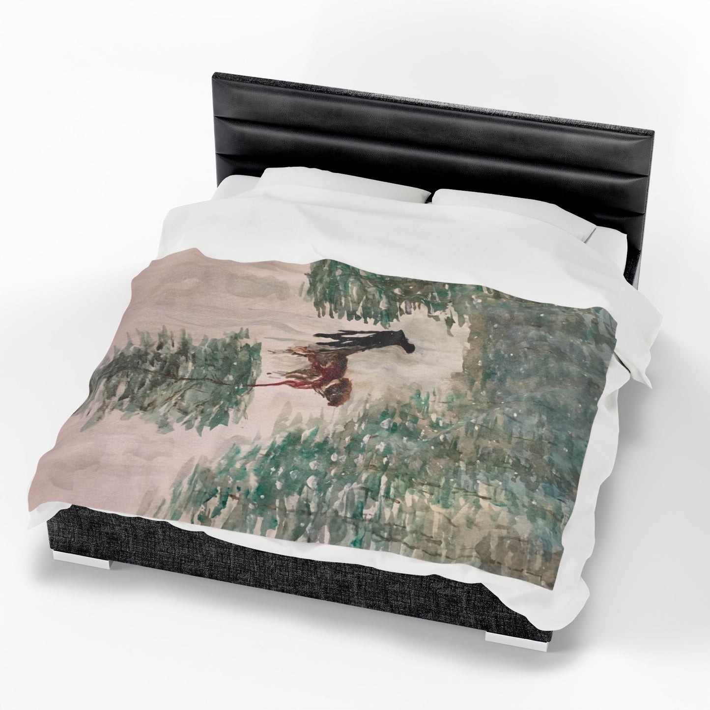 Dog Pulling Tree Velveteen Blanket, Cozy Throw, Home Decor, Gift, Bed Cover, Vibrant Couch Blanket, Birthday Wedding Anniversary Christmas