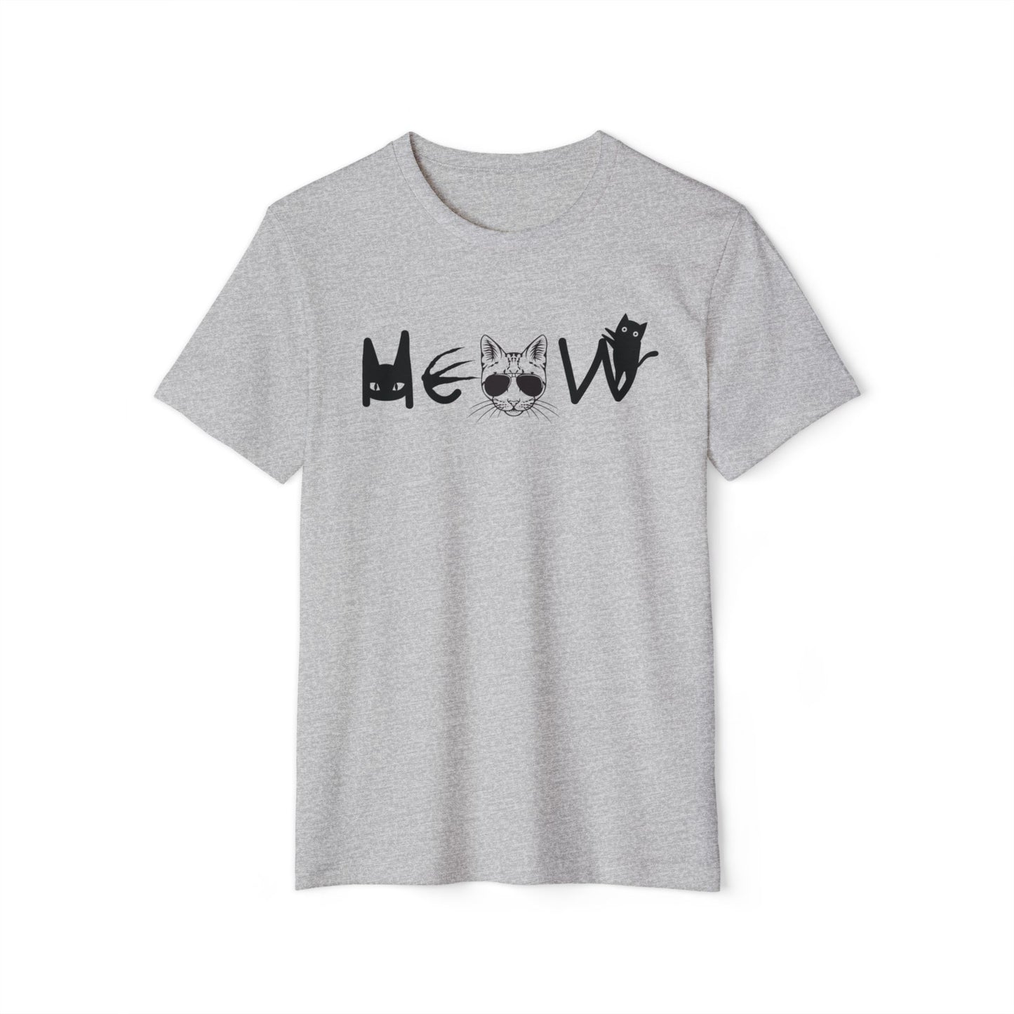 Meow Cats Recycled T-Shirt, Unisex Cat Lover Tee, Eco-Friendly Clothing, Animal Print Shirt, Sustainable Fashion Gift