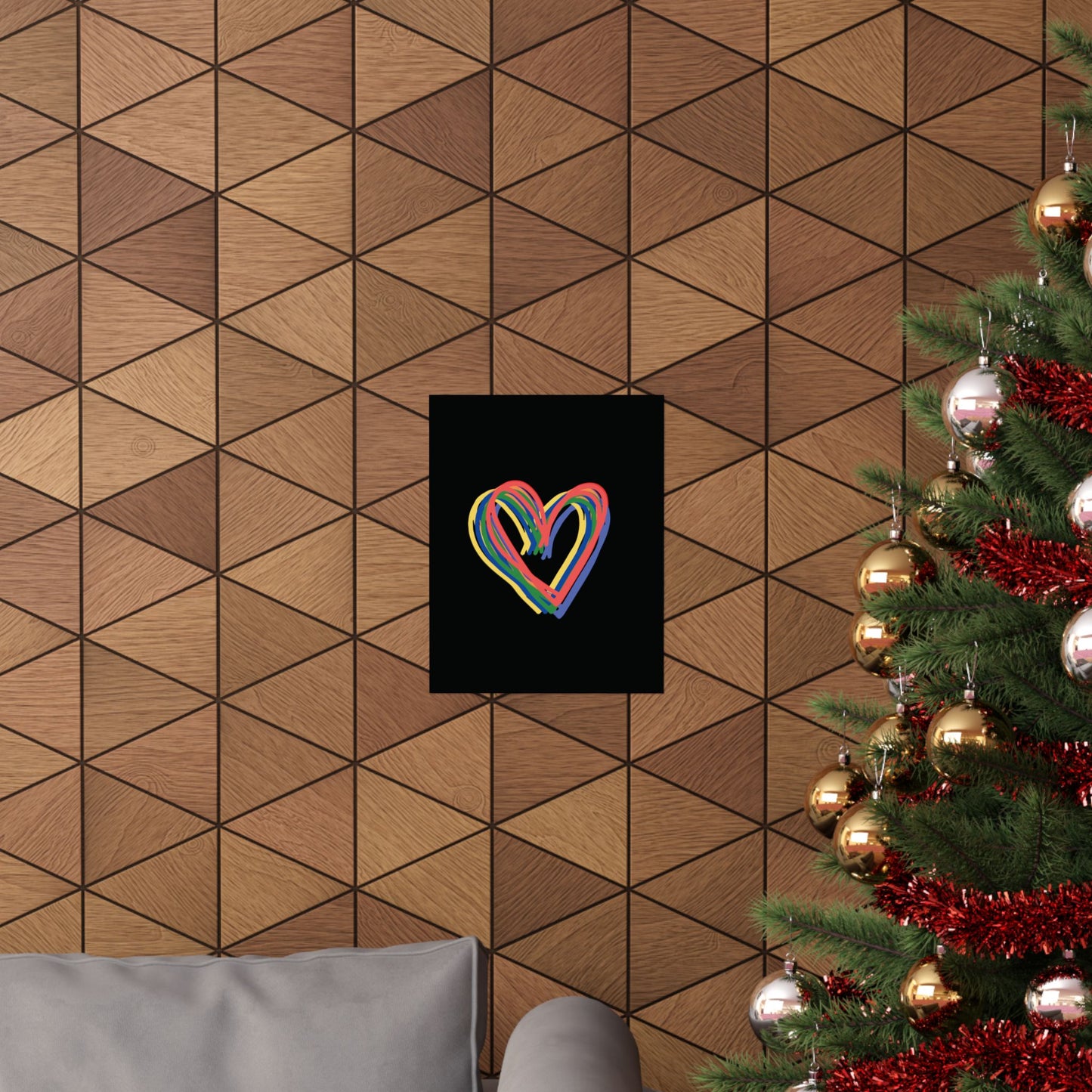 Rainbow Hearts Matte Vertical Poster, Hearts, Wall Art, You Frame, Home Decor, Gift, Gender Neutral, Valentines, Under 20 Dollars, 4 Sizes