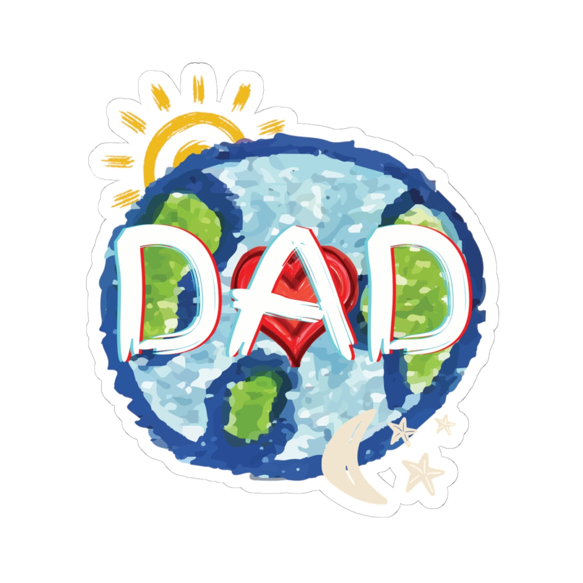 Dad Love Kiss-Cut Stickers, Father's Day Gift, Heart Sun Moon Stars Whole World Sticker, Scrapbooking Decal