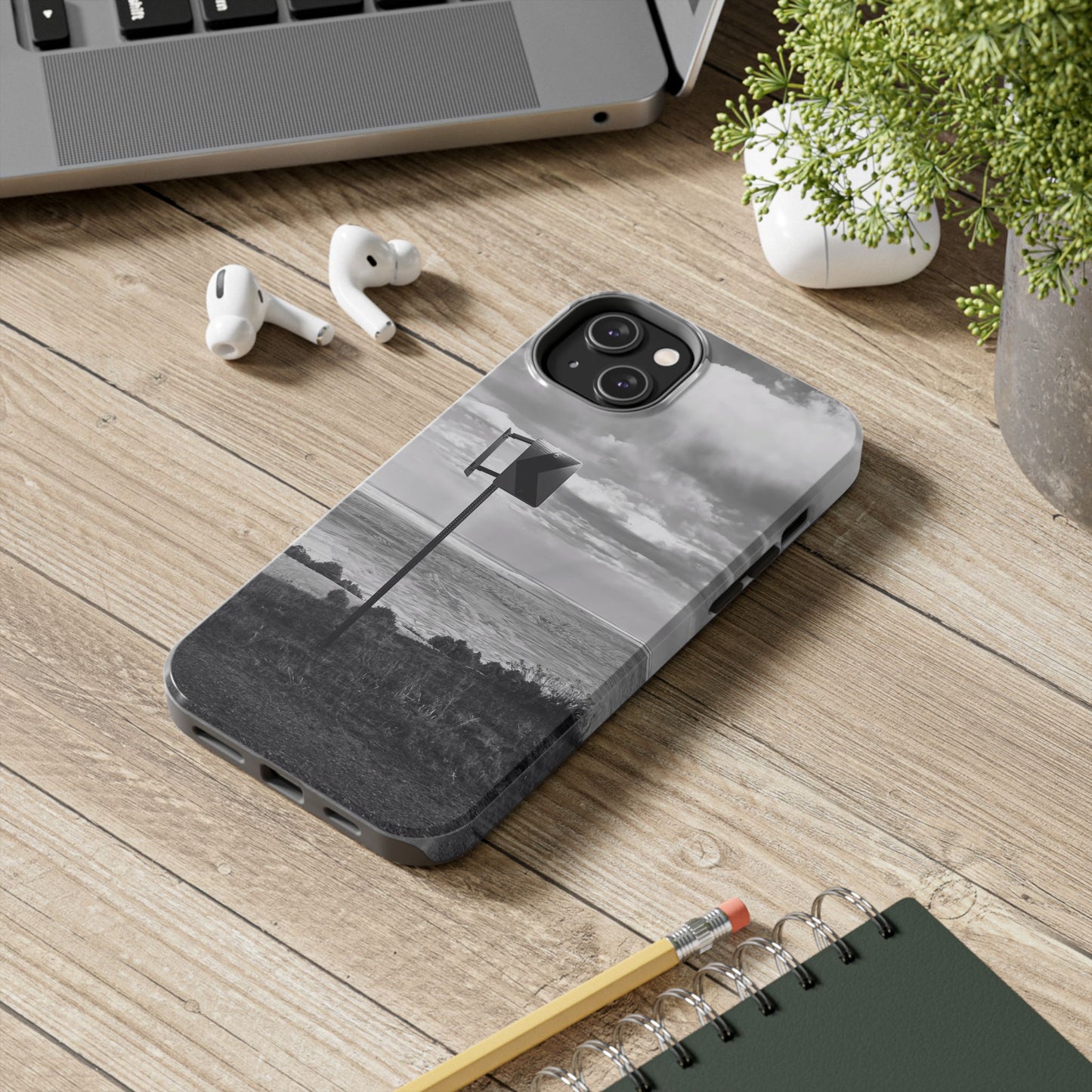 Road Sign Tough Phone Cases, iPhone & Samsung cases, wireless charging, black and white photo, nature, original art, gift birthday Christmas