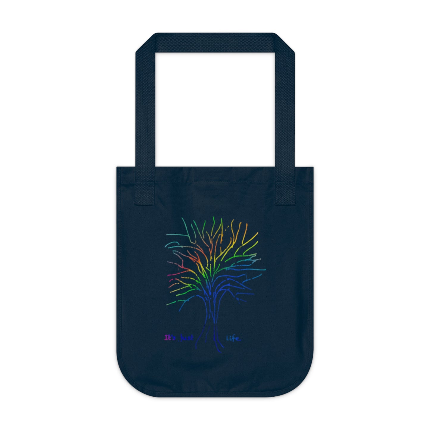 Its Just Life Rainbow Tree Organic Canvas Tote Bag, Groceries, Shopping, Eco Friendly, Gift Bags, 100% Organic Cotton, Beige, Black, Navy