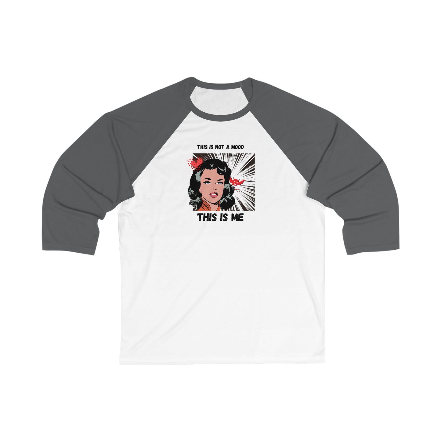 This is Not a Mood Unisex 3\4 Sleeve Baseball Tee, funny, snarky, attitude, gender neutral, gift, women men teens friends Christmas birthday