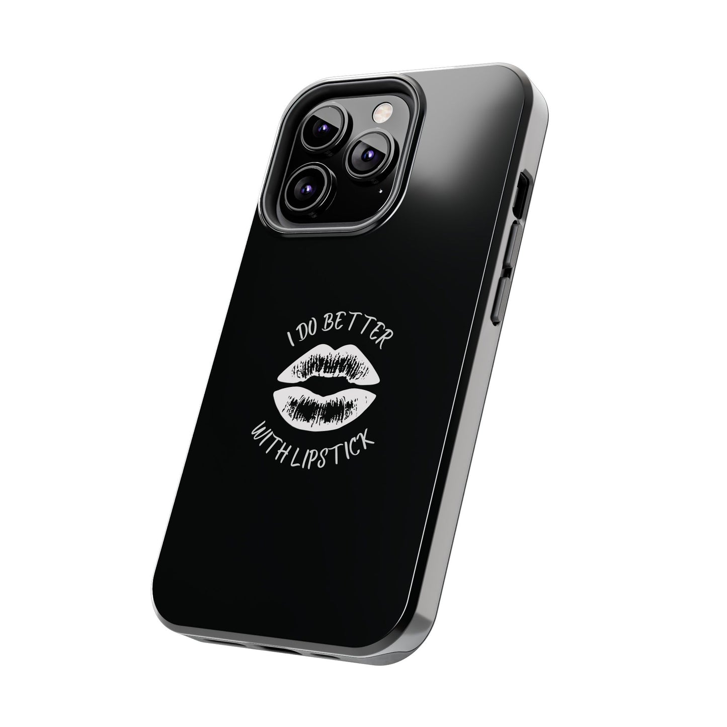 Glamorous Lipstick Tough Phone Cases - Empowered Gifts, Sassy Wireless Charging Cover, Fun Lips Samsung & iPhone Cases, Black Design