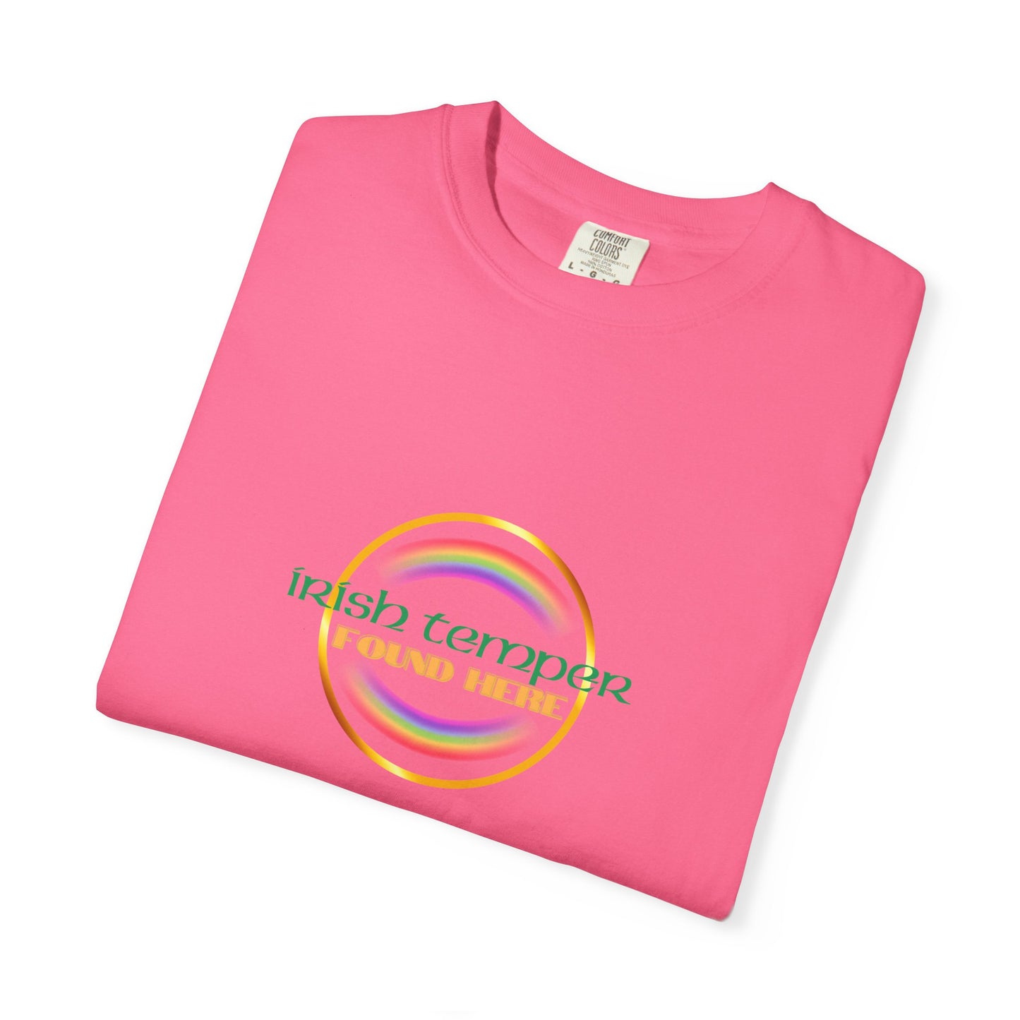 Irish Temper Found Here Unisex Garment-Dyed T-shirt, rainbow, fun, gender neutral, casual, relaxed, soft, preshrunk cotton, St Patricks Day