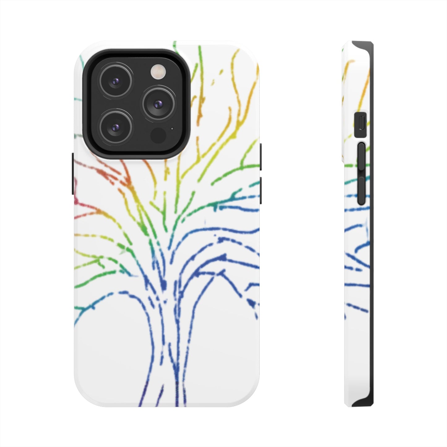 Rainbow Tree Tough Phone Cases - Colorful Nature Love Pride Gender Neutral Gifts for Friends, iPhone Samsung Wireless Charging Cover, LGBTQ+