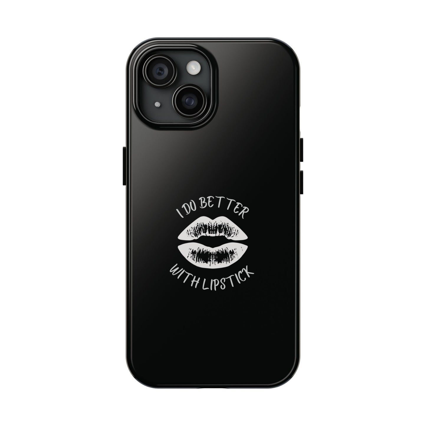 Glamorous Lipstick Tough Phone Cases - Empowered Gifts, Sassy Wireless Charging Cover, Fun Lips Samsung & iPhone Cases, Black Design