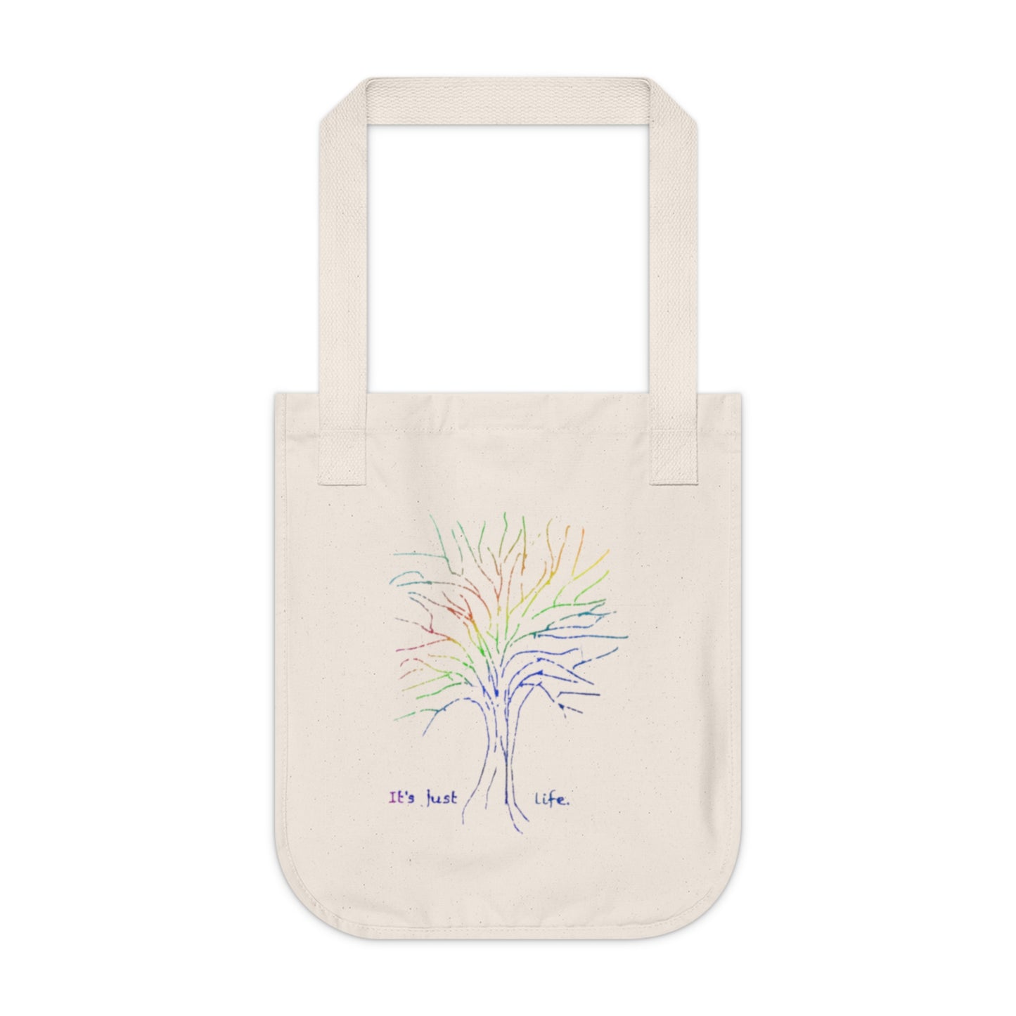 Its Just Life Rainbow Tree Organic Canvas Tote Bag, Groceries, Shopping, Eco Friendly, Gift Bags, 100% Organic Cotton, Beige, Black, Navy