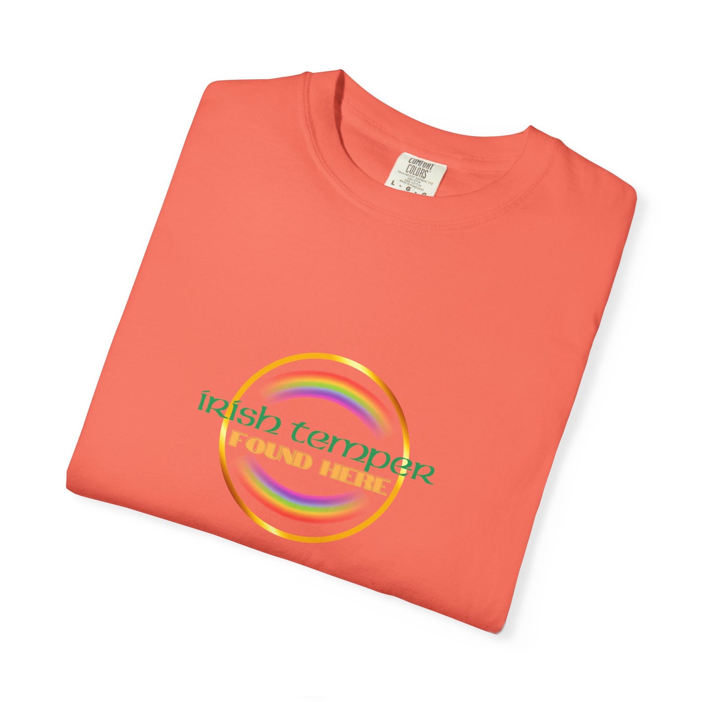 Irish Temper Found Here Unisex Garment-Dyed T-shirt, rainbow, fun, gender neutral, casual, relaxed, soft, preshrunk cotton, St Patricks Day