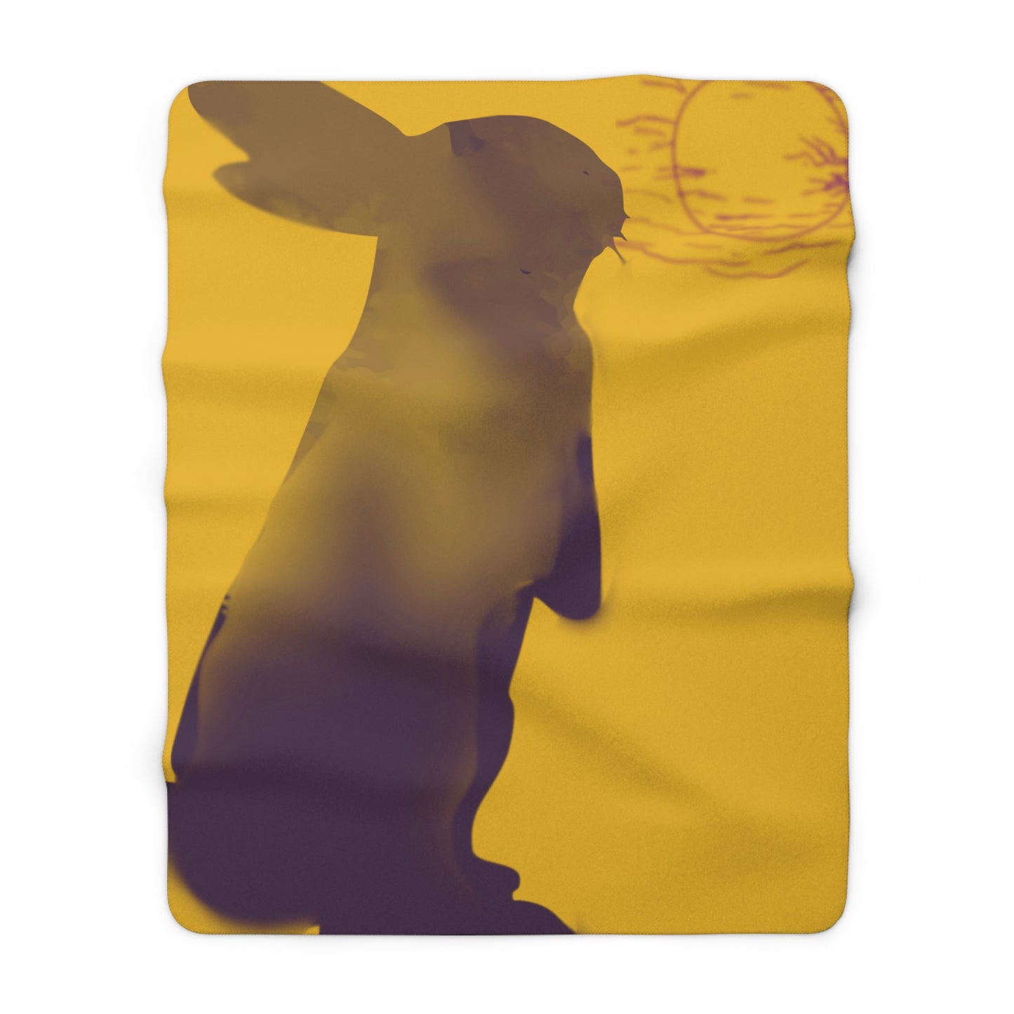 Rabbit Moon Yellow Sherpa Fleece Blanket, Bunny, Sleep, Calm, Home Decor, Warm, Soft, Cozy, Gender Neutral, Gift, Throw, 50x60 60x80
