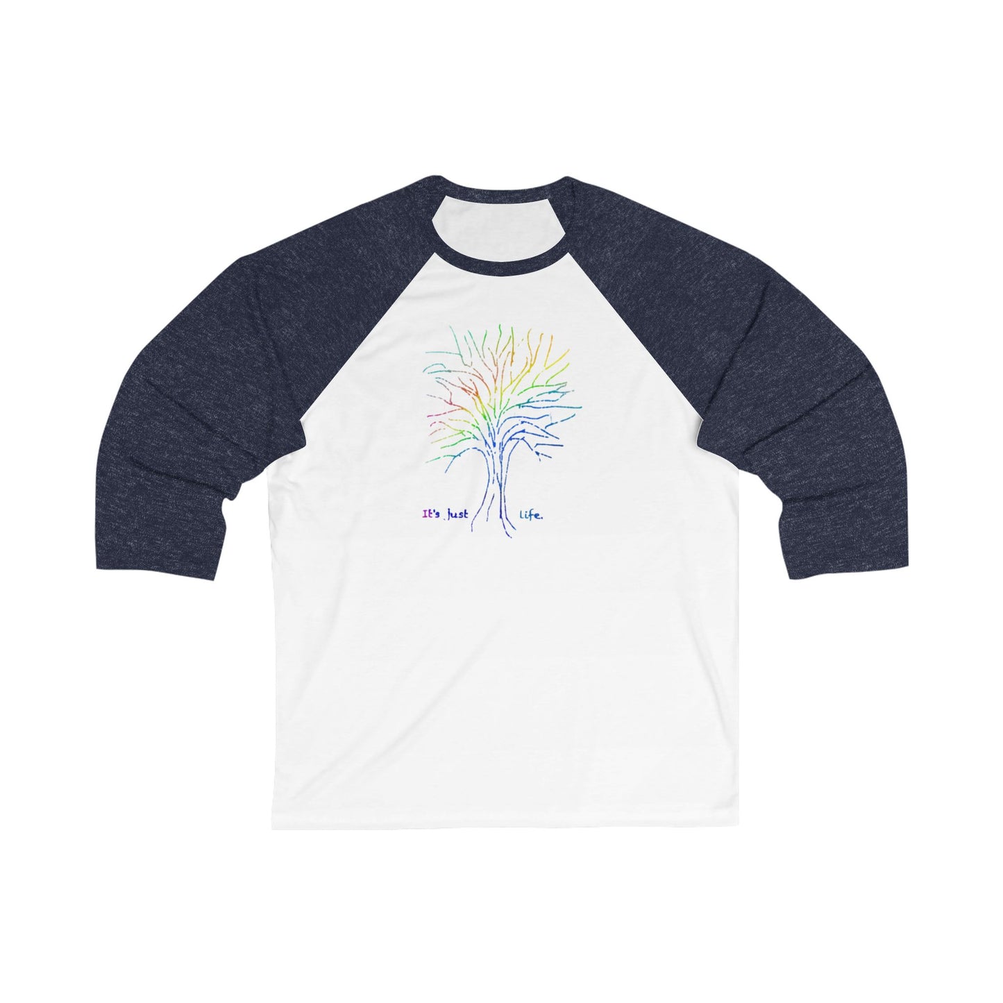 Rainbow Tree Its Just Life Unisex 3\4 Sleeve Baseball Tee, love, pride, colorful, gender neutral, gifts, women men teens friends, Christmas