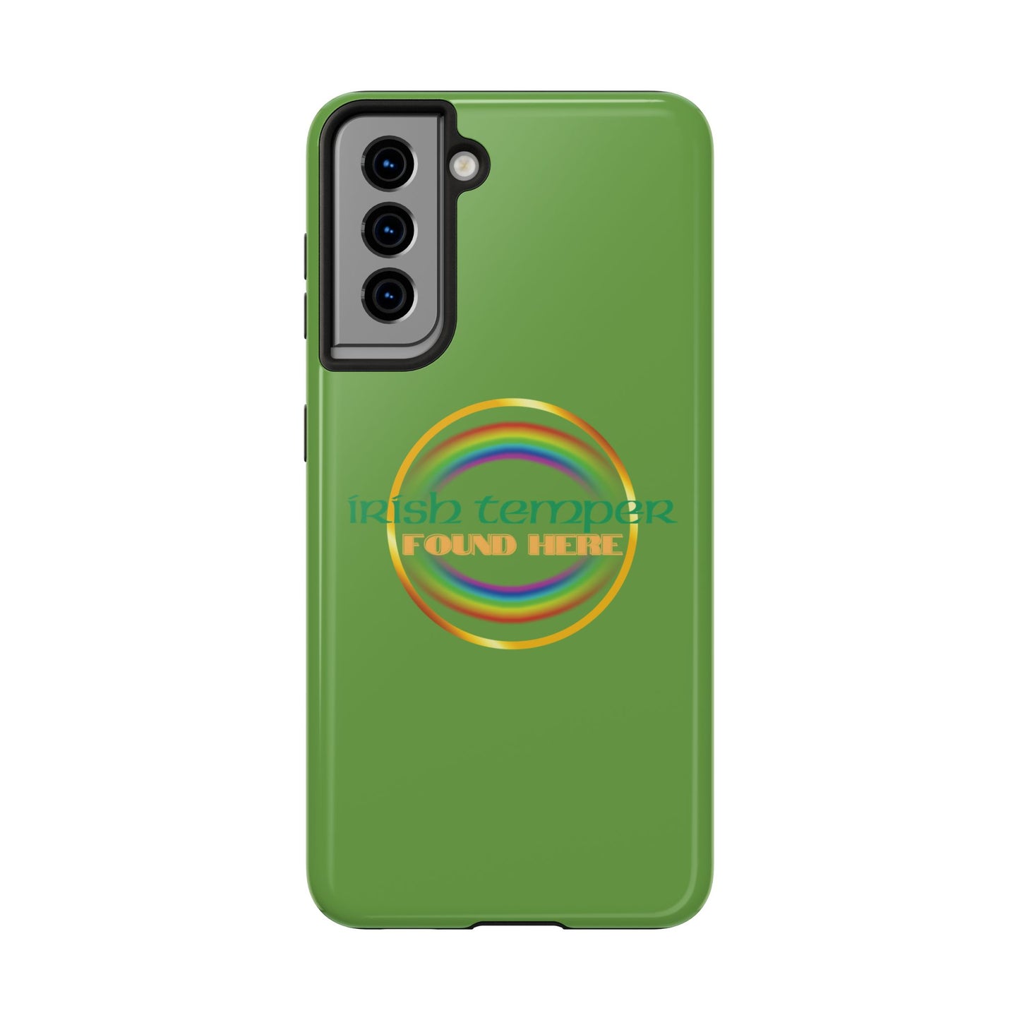 Green Irish Temper Found Here Tough Phone Cases, iPhone & Samsung cases, wireless charging, gifts, St Patricks Day, Birthday, Christmas
