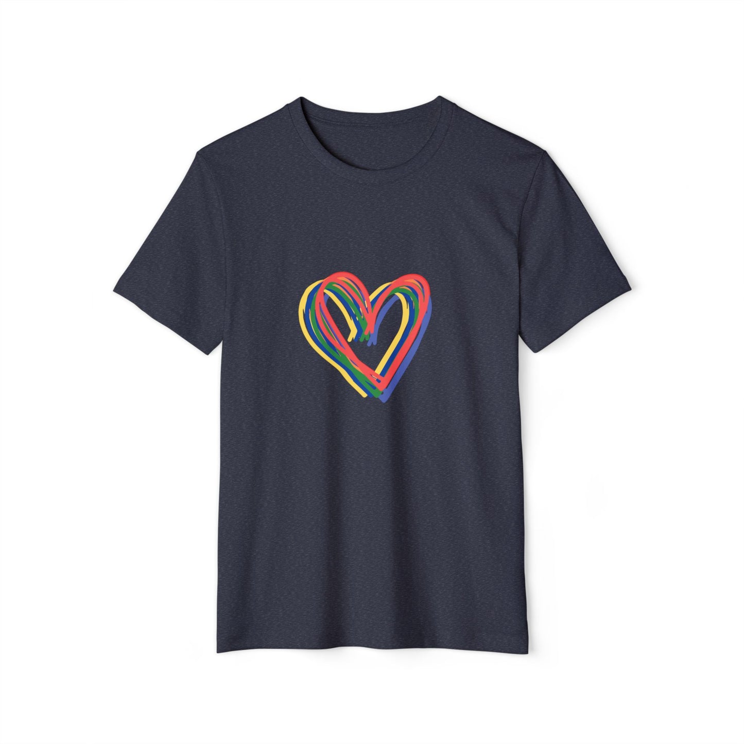 Rainbow Hearts Unisex T-Shirt, Sustainable Recycled Tee, Eco-Friendly Graphic Shirt, LGBTQ Pride Apparel, Love Rainbow Clothing