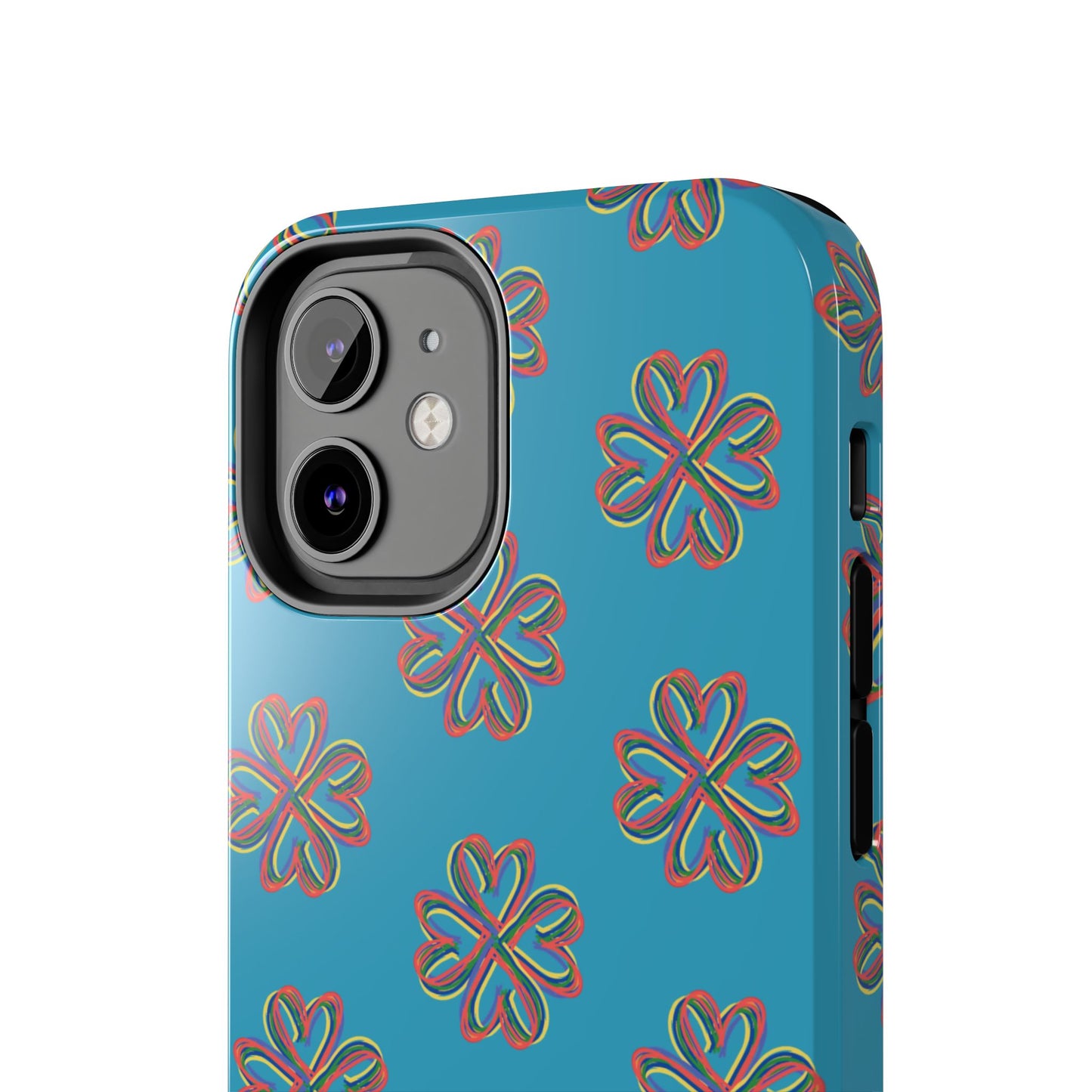 Floral Tough Phone Case, Colorful Turquoise Case, Hard Cover, iPhone Samsung Galaxy Google Pixel, Botanical Print Phone, Wireless Charging