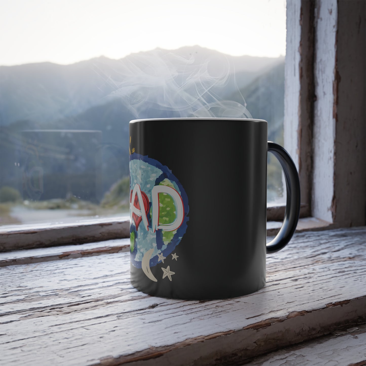 DAD Mug Father's Day Whole World Color Morphing 11oz Ceramic