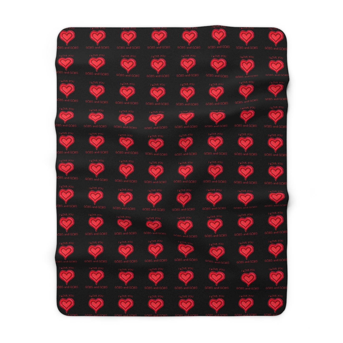 Black Hearts Sherpa Fleece Blanket, I Love You Gobs and Gobs, Cozy Warm Throw, Valentine's Day Gift, Home Decor Accent, Bedding Accessories