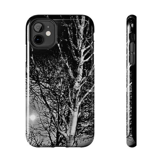 Worm Moon Night Trees Tough Phone Cases, iPhone & Samsung cases, wireless charging, trees, nature, spooky, original photo, gifts, Halloween