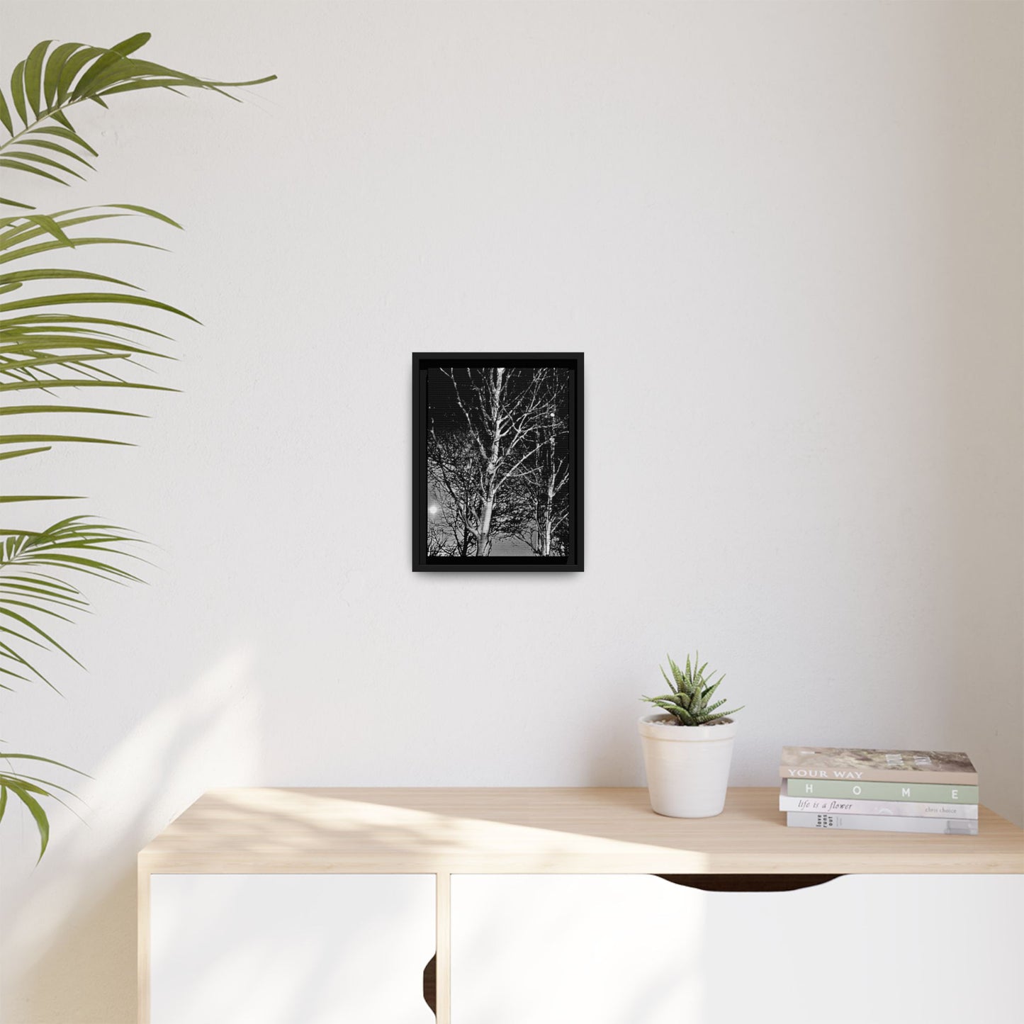 Black Frame Worm Moon, Night Tree, Dark, Black & White, Photo, Matte Canvas, Artwork, Wall Art, Decor, Nature, Gift, Eco, Halloween