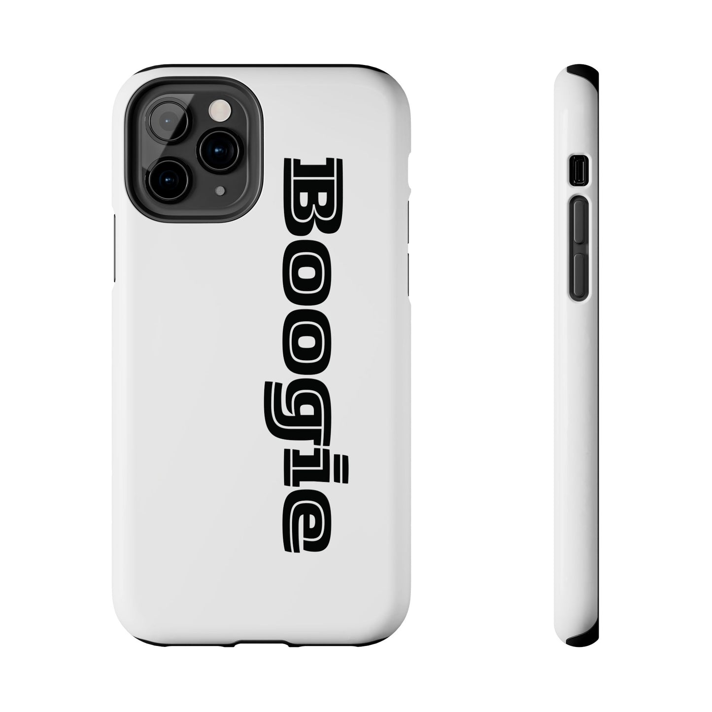 Boogie White Tough Phone Cases, iPhone Samsung cases, wireless charging, gender neutral women men friends kids teens gift birthday Christmas