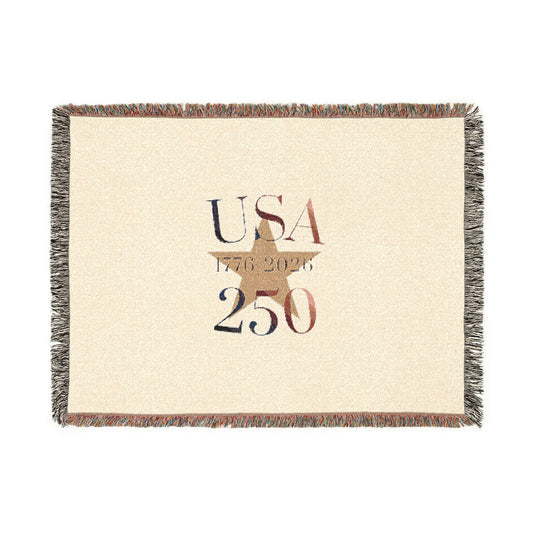 USA 250 Anniversary Woven Blanket — Commemorative Patriotic Throw