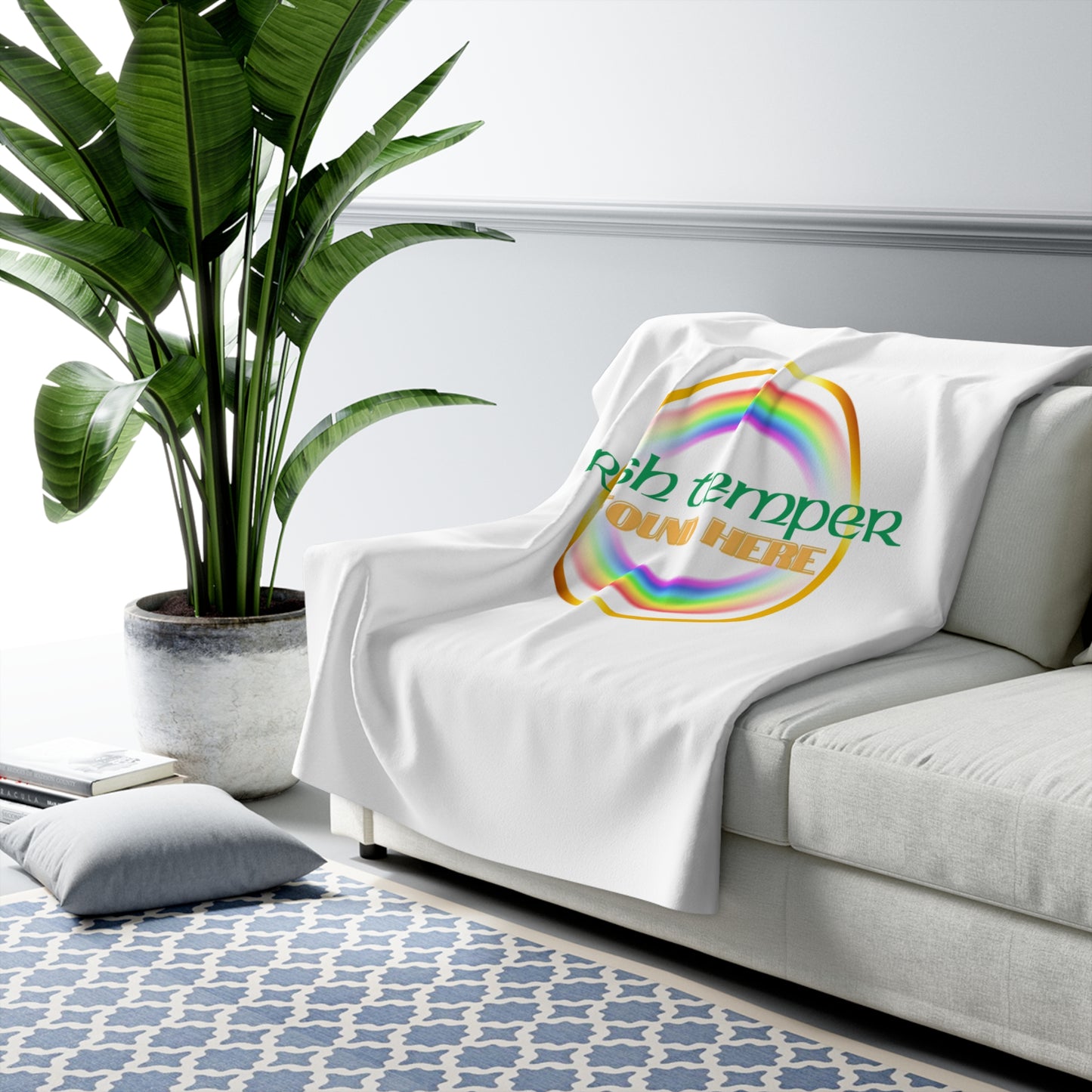 Irish Temper Found Here Sherpa Fleece Blanket, Rainbow, Funny, Home Decor, Soft, Cozy, Gift, Gender Neutral, St Patricks, Throw, 50x60 60x80