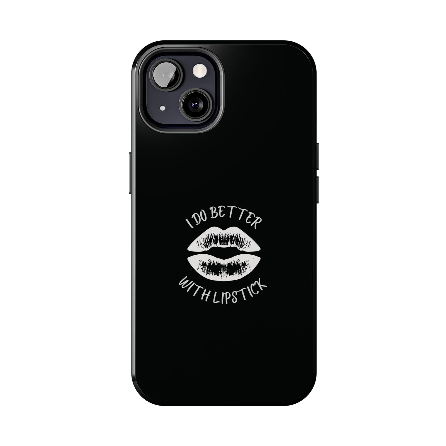 Glamorous Lipstick Tough Phone Cases - Empowered Gifts, Sassy Wireless Charging Cover, Fun Lips Samsung & iPhone Cases, Black Design