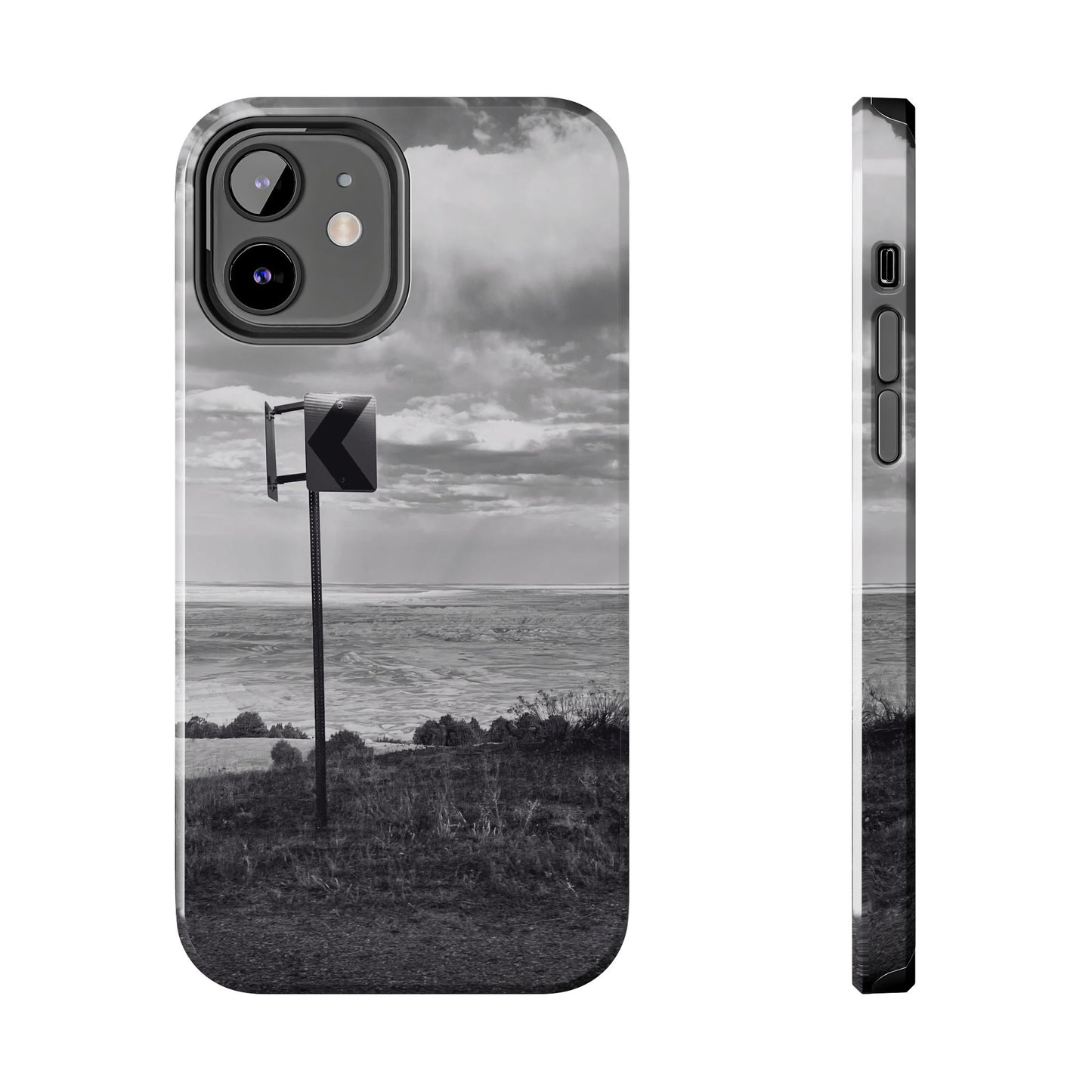 Road Sign Tough Phone Cases, iPhone & Samsung cases, wireless charging, black and white photo, nature, original art, gift birthday Christmas