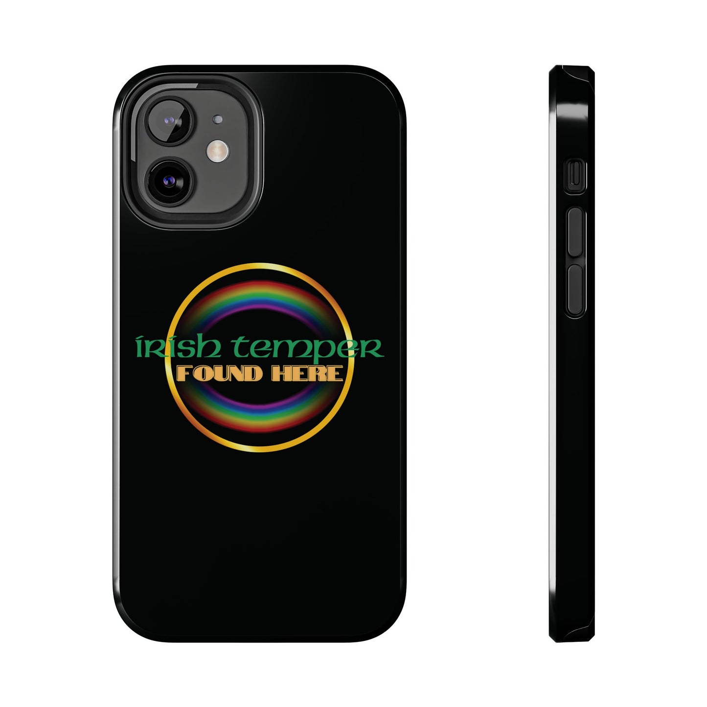Irish Temper Found Here Black Tough Phone Cases, iPhone & Samsung cases, wireless charging, gifts, St Patricks Day, Birthday, Christmas