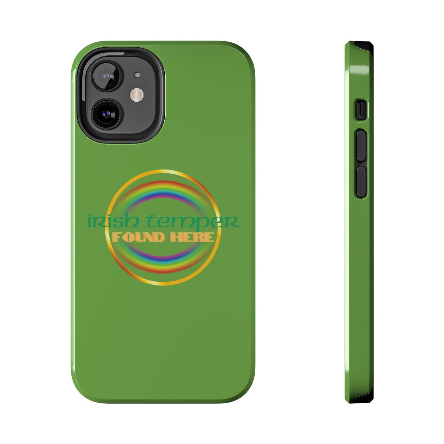 Green Irish Temper Found Here Tough Phone Cases, iPhone & Samsung cases, wireless charging, gifts, St Patricks Day, Birthday, Christmas