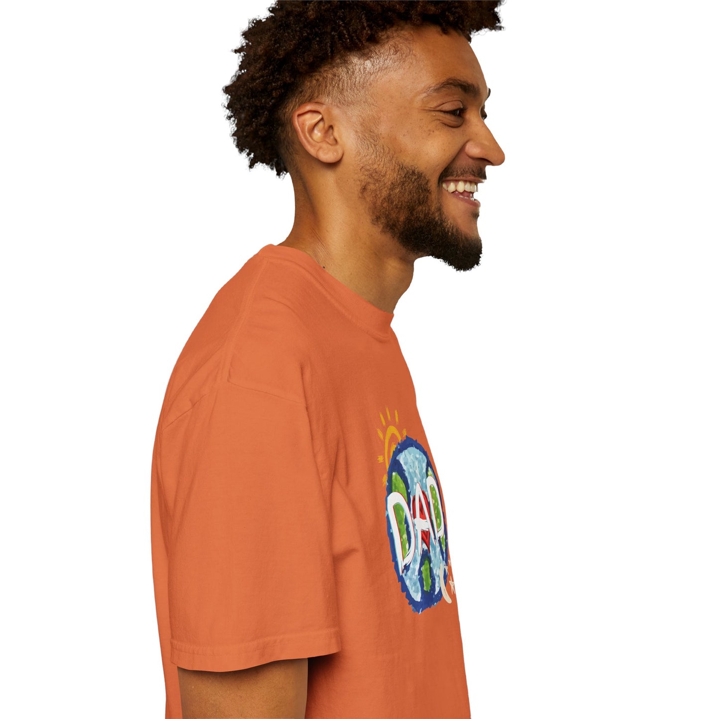 DAD Unisex Garment-Dyed T-shirt - Whole World, Sun, Moon & Stars, Heart - Fathers Day Gift