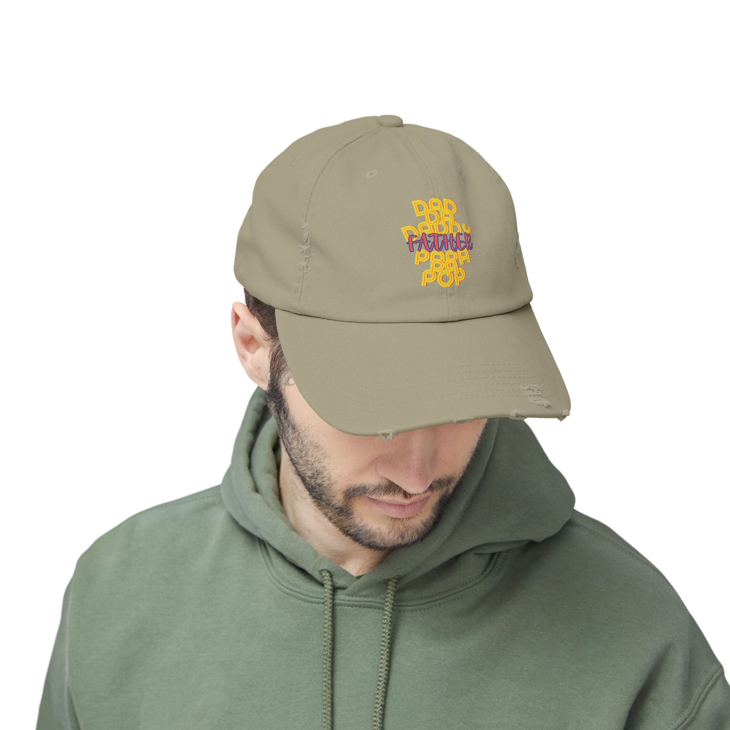 Father Unisex Distressed Cap, Dad Da Daddy Papa Pa Pop, Fathers Day, Gift, Hats, Cotton Twill, Adjustable, Gifts for Men