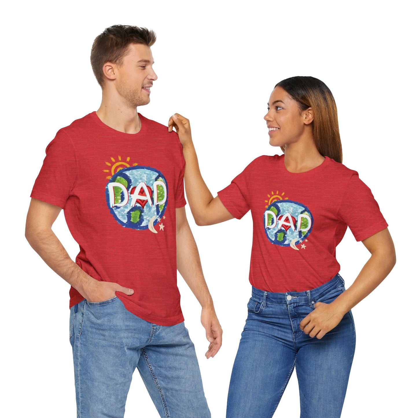 DAD Whole World Sun Moon Stars Heart Unisex Tee Fathers Day Gifts